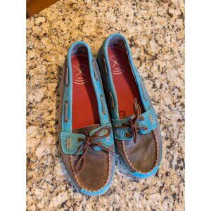 Twisted X Womens Leather Driving Moc Loafer boots shoes sz 11